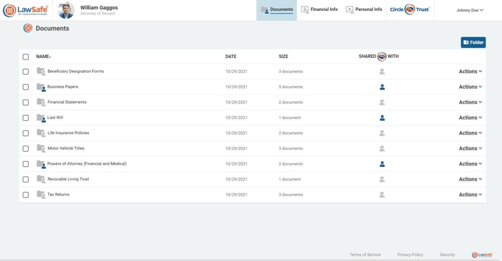 Where to store your passwords and sensitive documents in LawSafe